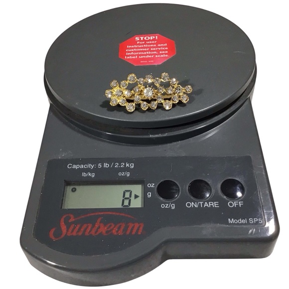 Openwork Twin Brooch Pair Gold Tone Clear Rhinestones Vintage Costume Fashion - Picture 11 of 12